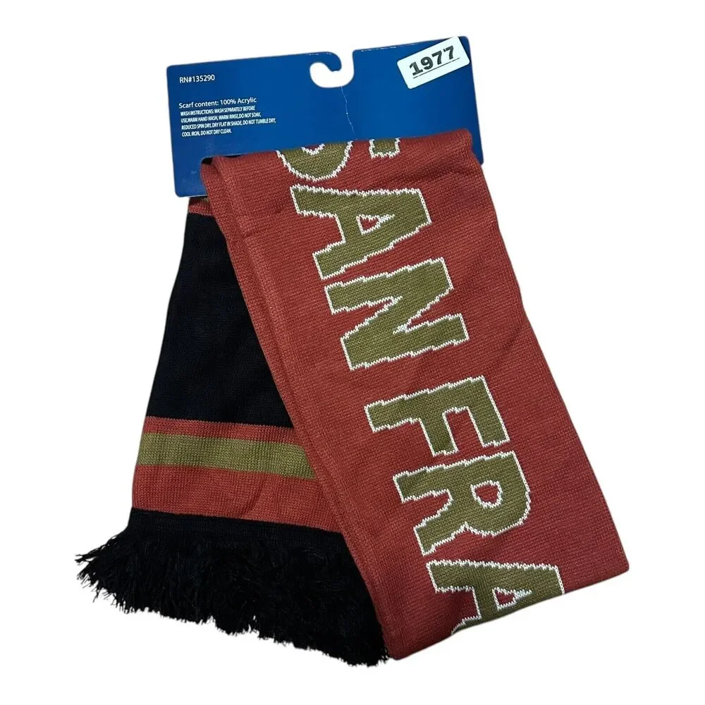 San Francisco City Scarf Red Gold‎ Striped NWT Unisex Travelcore Scarf Wrap